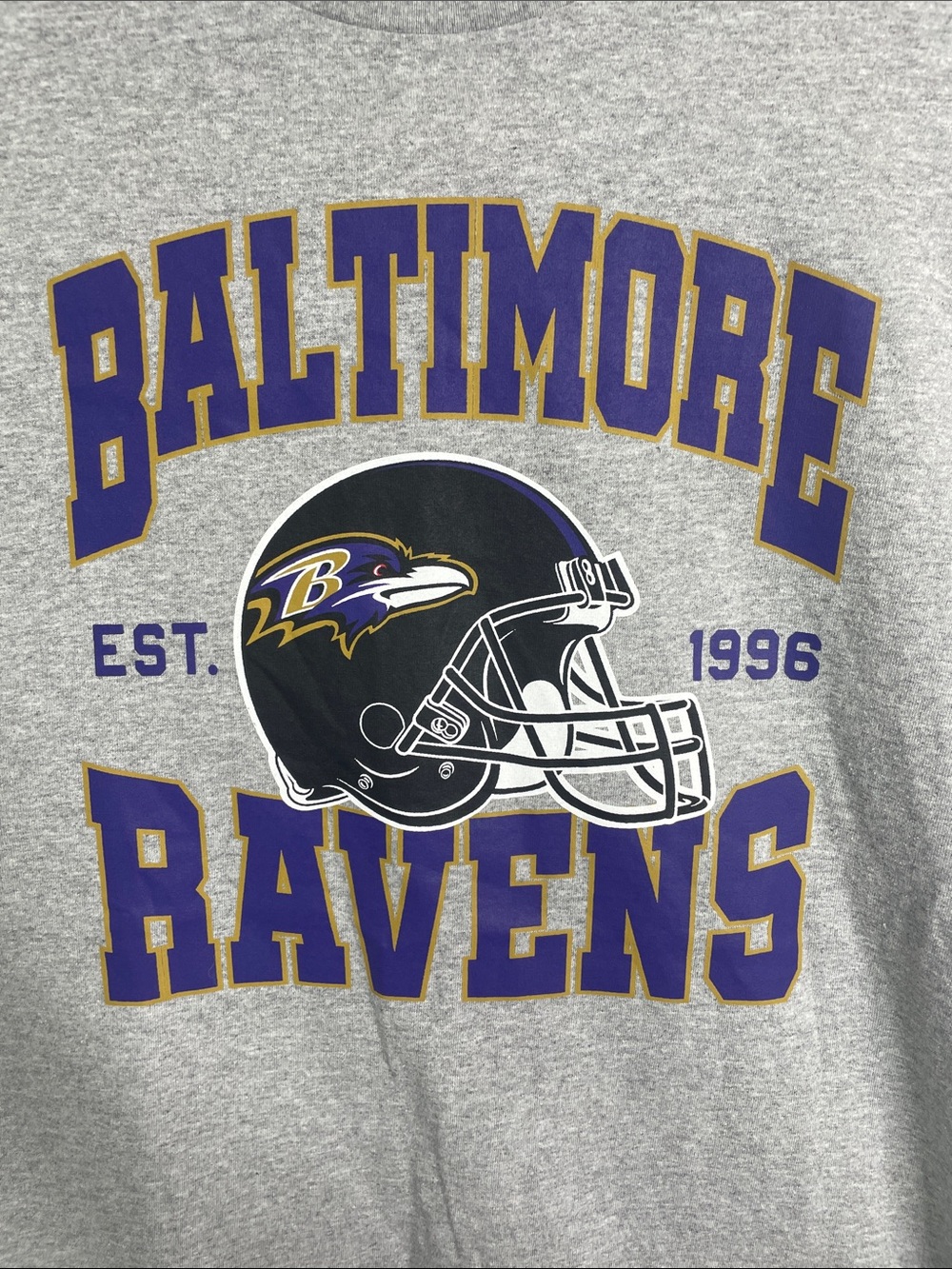 NFL Team Apparel Heather Gray Baltimore Ravens Logo Tee